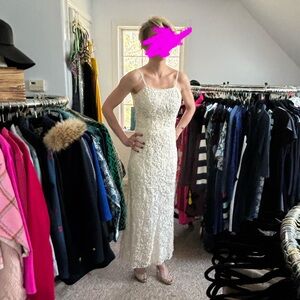 White House Black Market Ivory Lace Maxi Dress